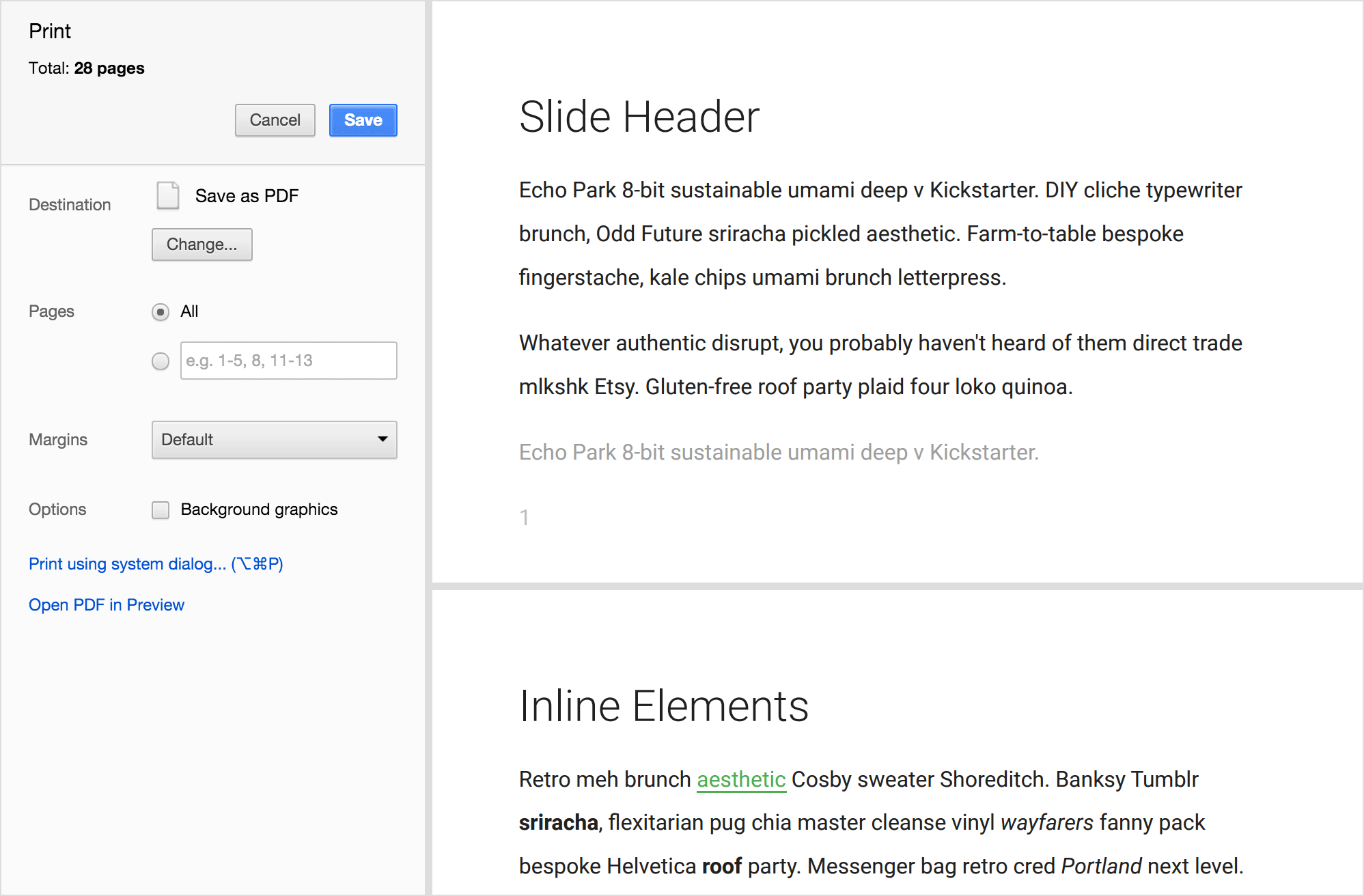 Printing dialog
